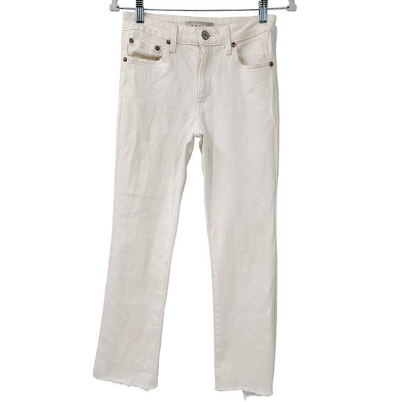TRAVE Denim Colette White Kick Flare Raw Hem Casual Jeans Size 26 - Picture 2 of 8